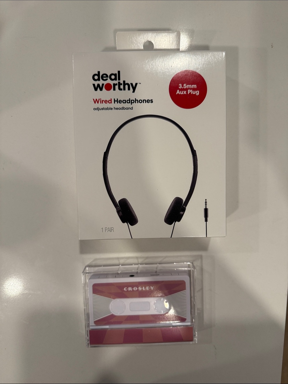 Crosley White Portable Cassette-Style Bluetooth Speaker with Red Accent
